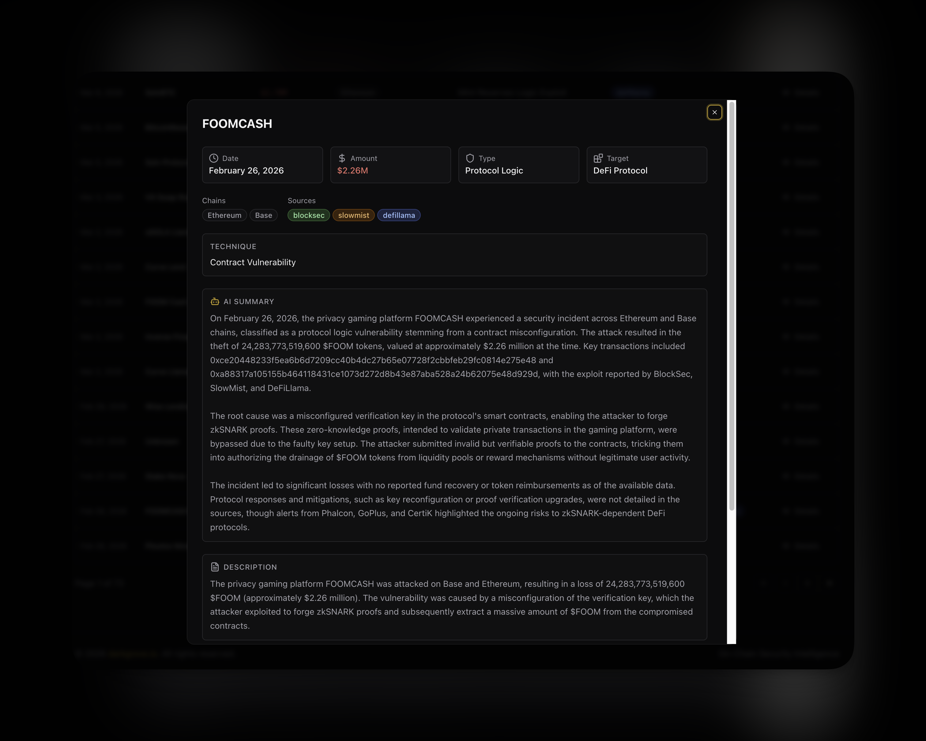 Incident detail view